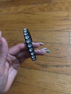 Black plastic rhinestone bracelet